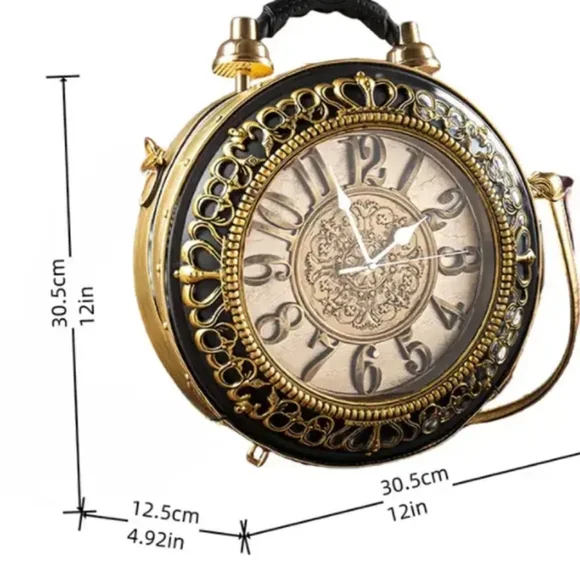 Elegant Pink and Gold Vintage Clock Handbag - Picture 1 of 4